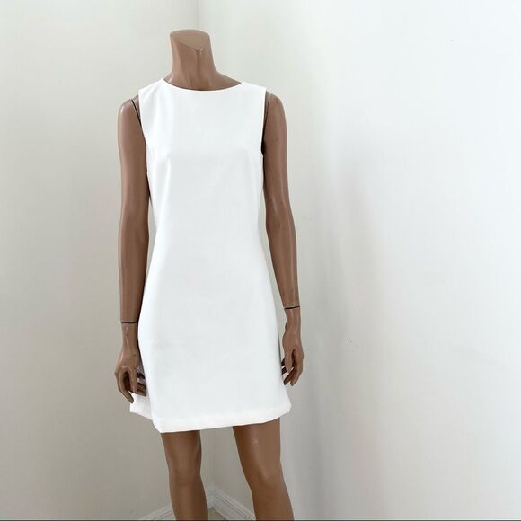 Theory White Emison Cutout Back Shift Mini Dress 6 - Picture 4 of 11